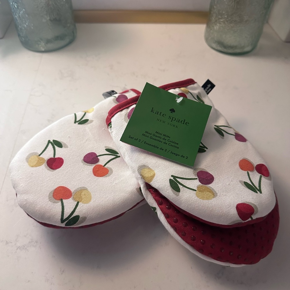 Kate Spade Red and White Cherry Mittens
